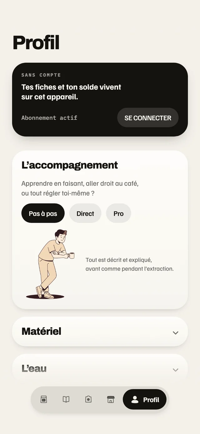 Le profil, l’accompagnement « pas à pas » et son personnage