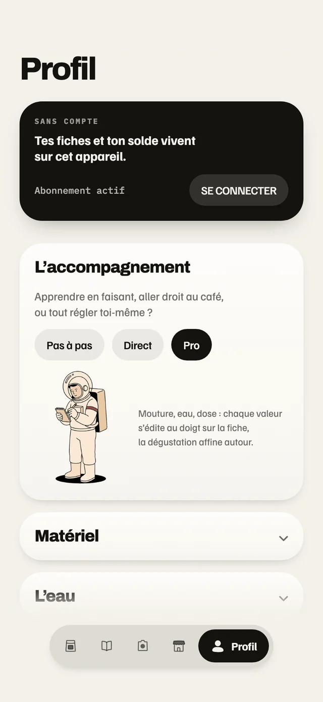 Le profil, l’accompagnement « pro » et son personnage